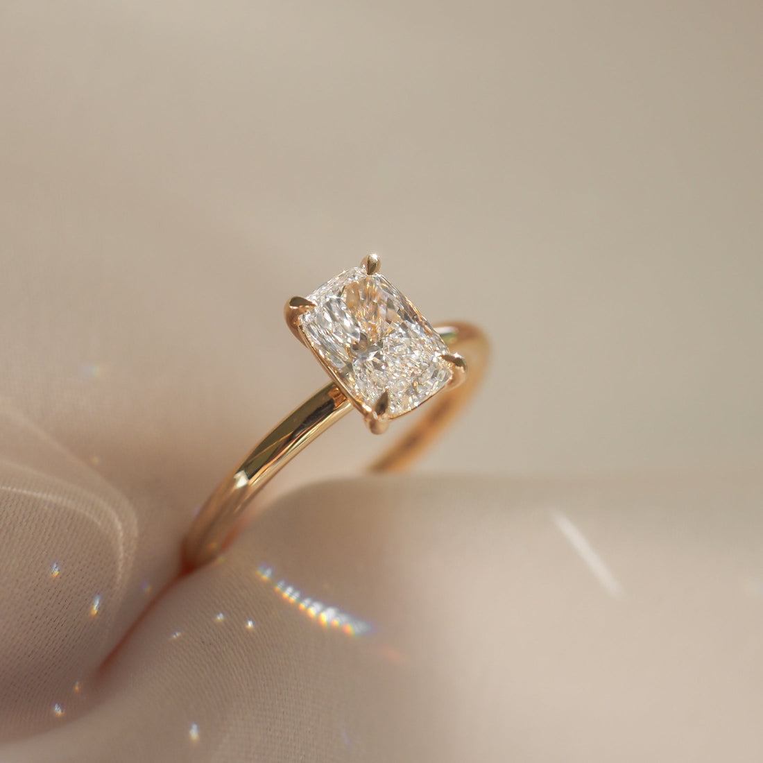 Khia | Elongated Cushion Solitaire Lab-Grown Diamond Engagement Ring