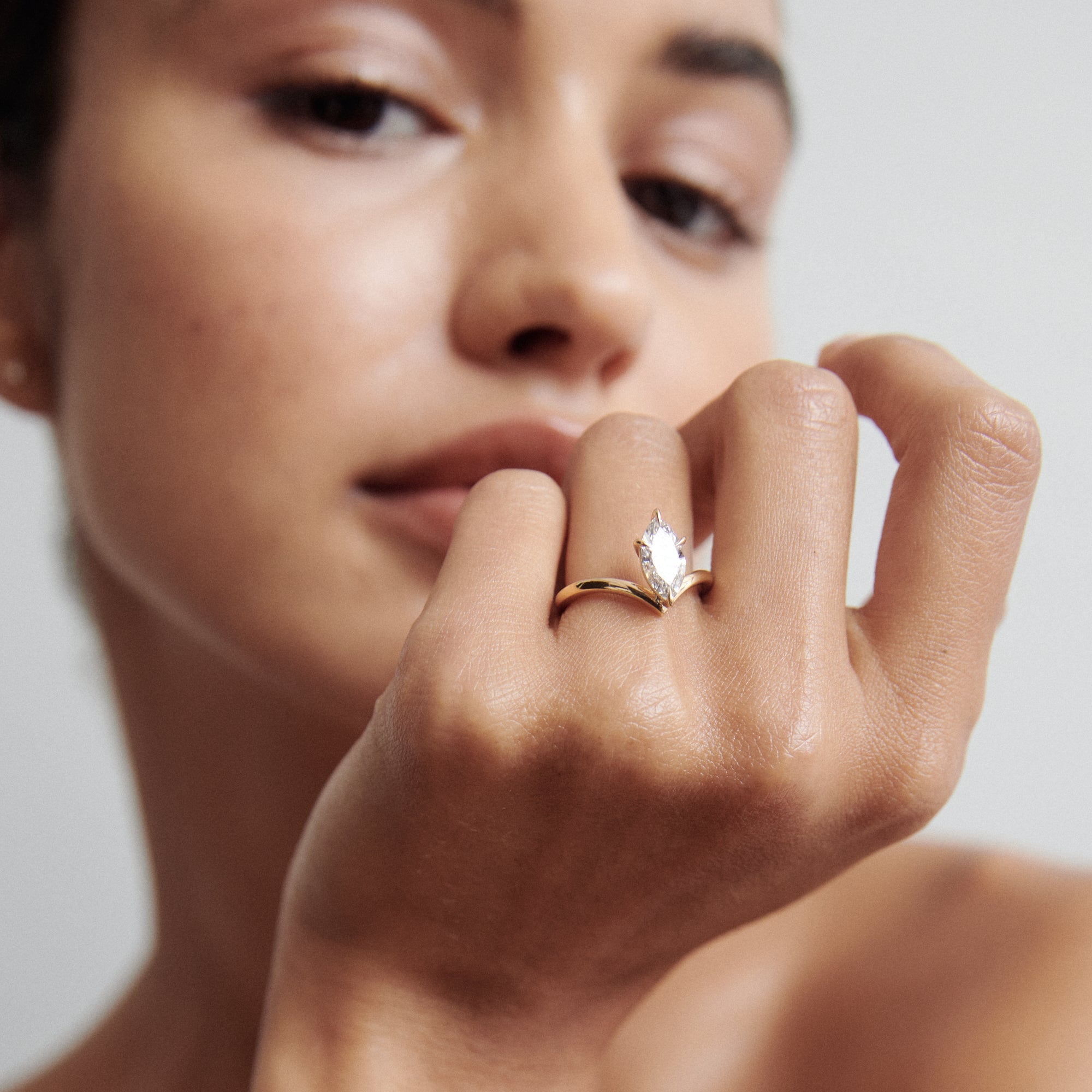Vela | Marquise Solitaire Lab-Grown Diamond Engagement Ring with Wishbone Band