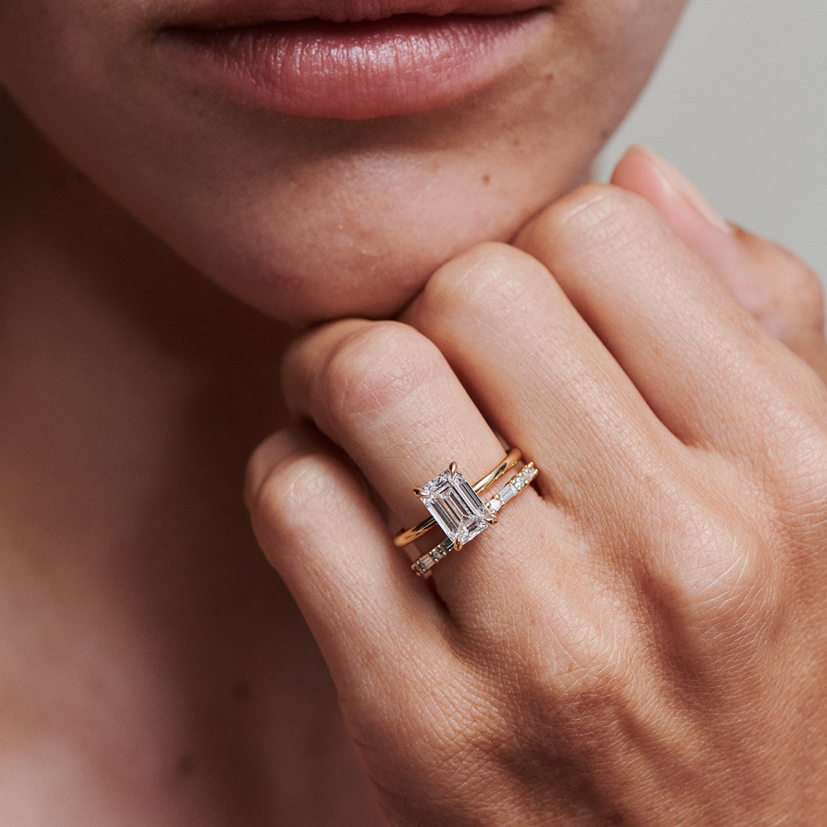 Eva | Emerald Solitaire Lab-Grown Diamond Engagement Ring