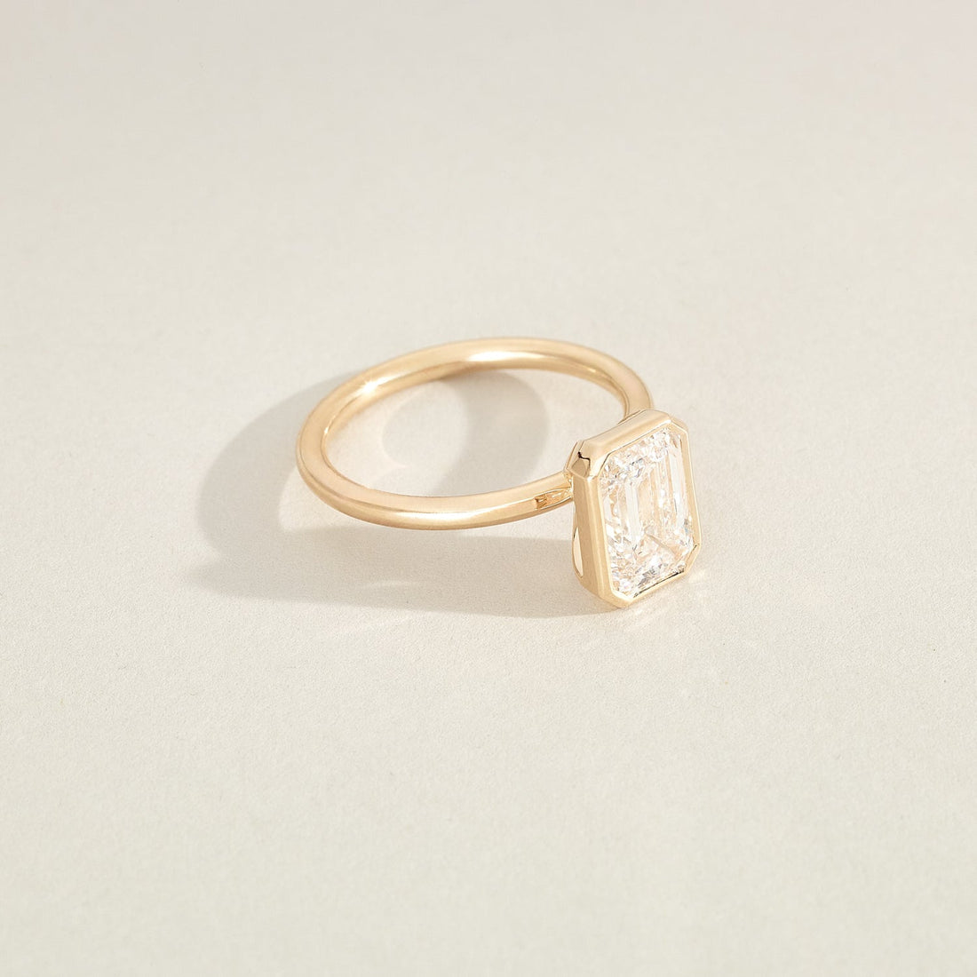 Eira | Emerald Bezel Solitaire Lab-Grown Diamond Engagement Ring