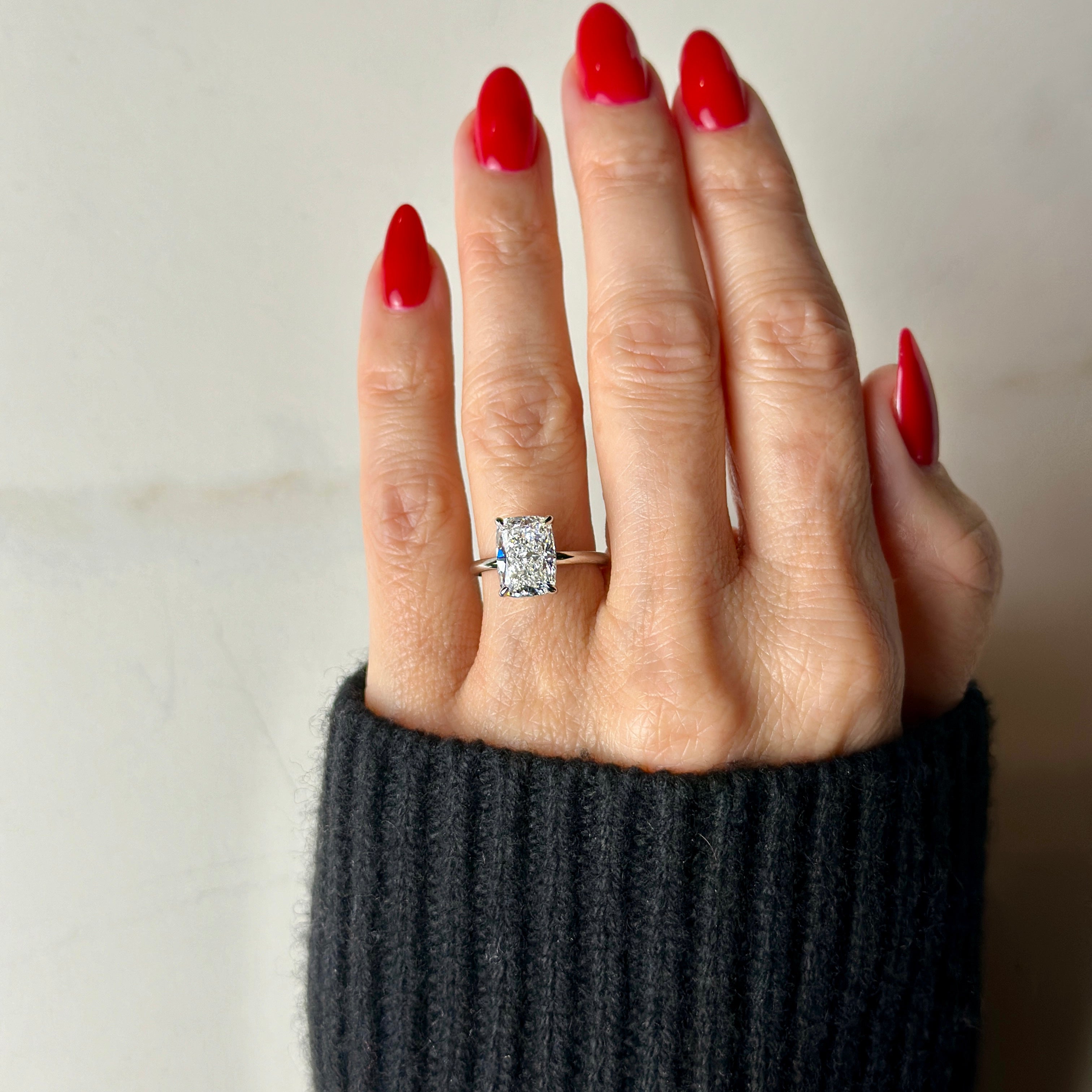 Classic Elongated Cushion Cut Solitaire - 3ct+ (10mm+, D/E & VVS)