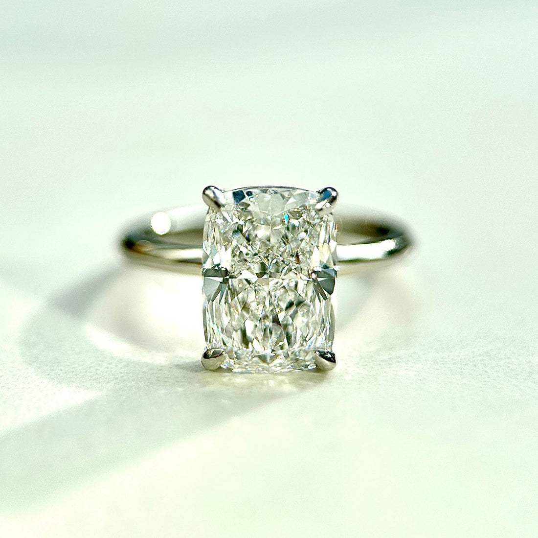 Classic Elongated Cushion Cut Solitaire - 3ct+ (10mm+, D/E & VVS)