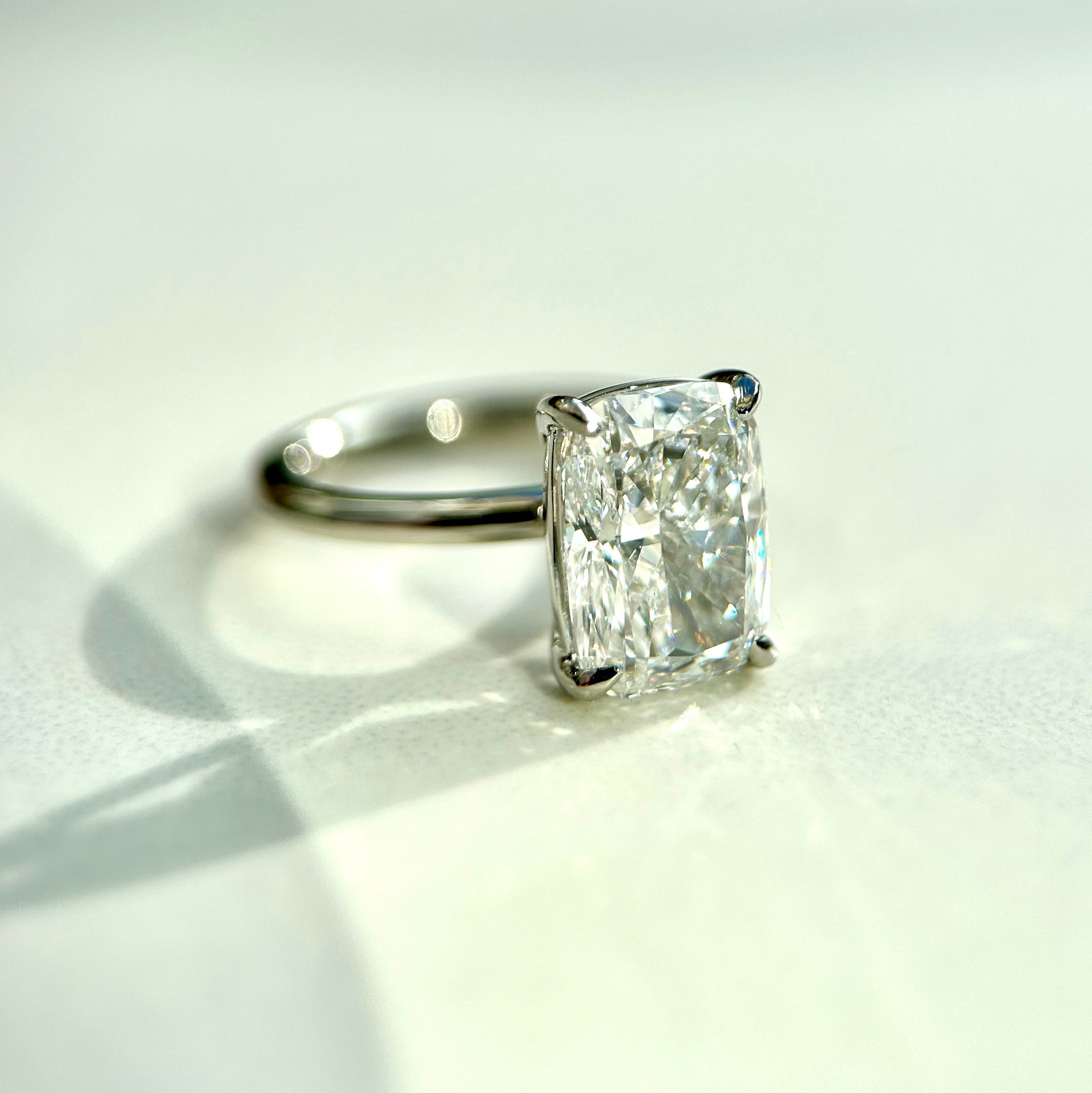 Classic Elongated Cushion Cut Solitaire - 3ct+ (10mm+, D/E & VVS)
