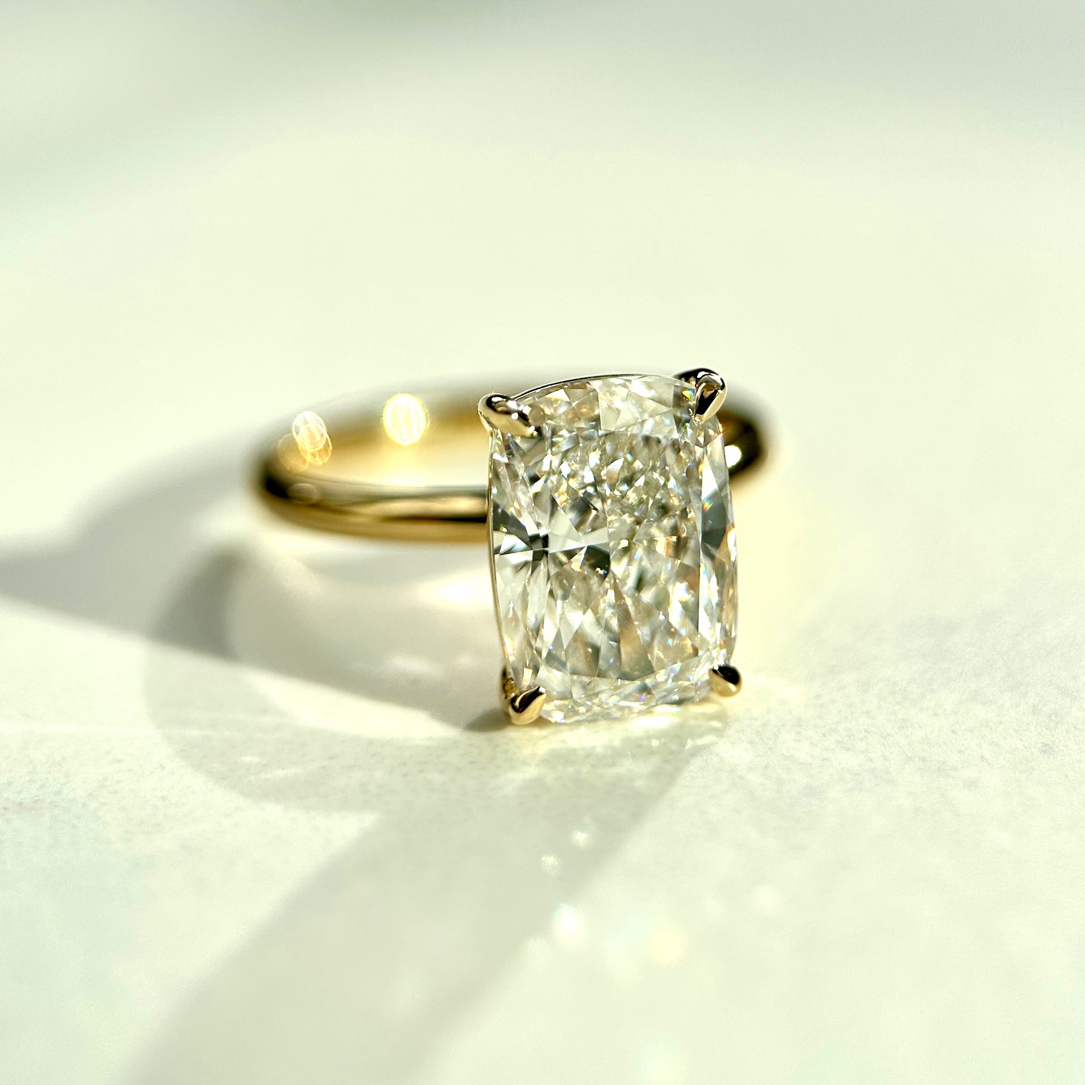Classic Elongated Cushion Cut Solitaire - 3ct+ (10mm+, D/E & VVS)