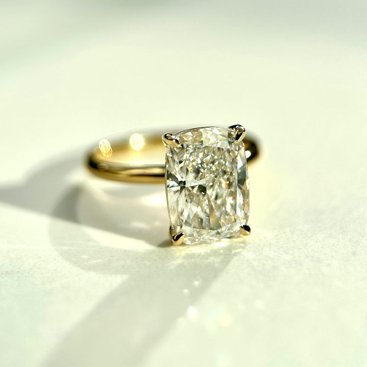 Classic Elongated Cushion Cut Solitaire - 3ct+ (10mm+, D/E & VVS)