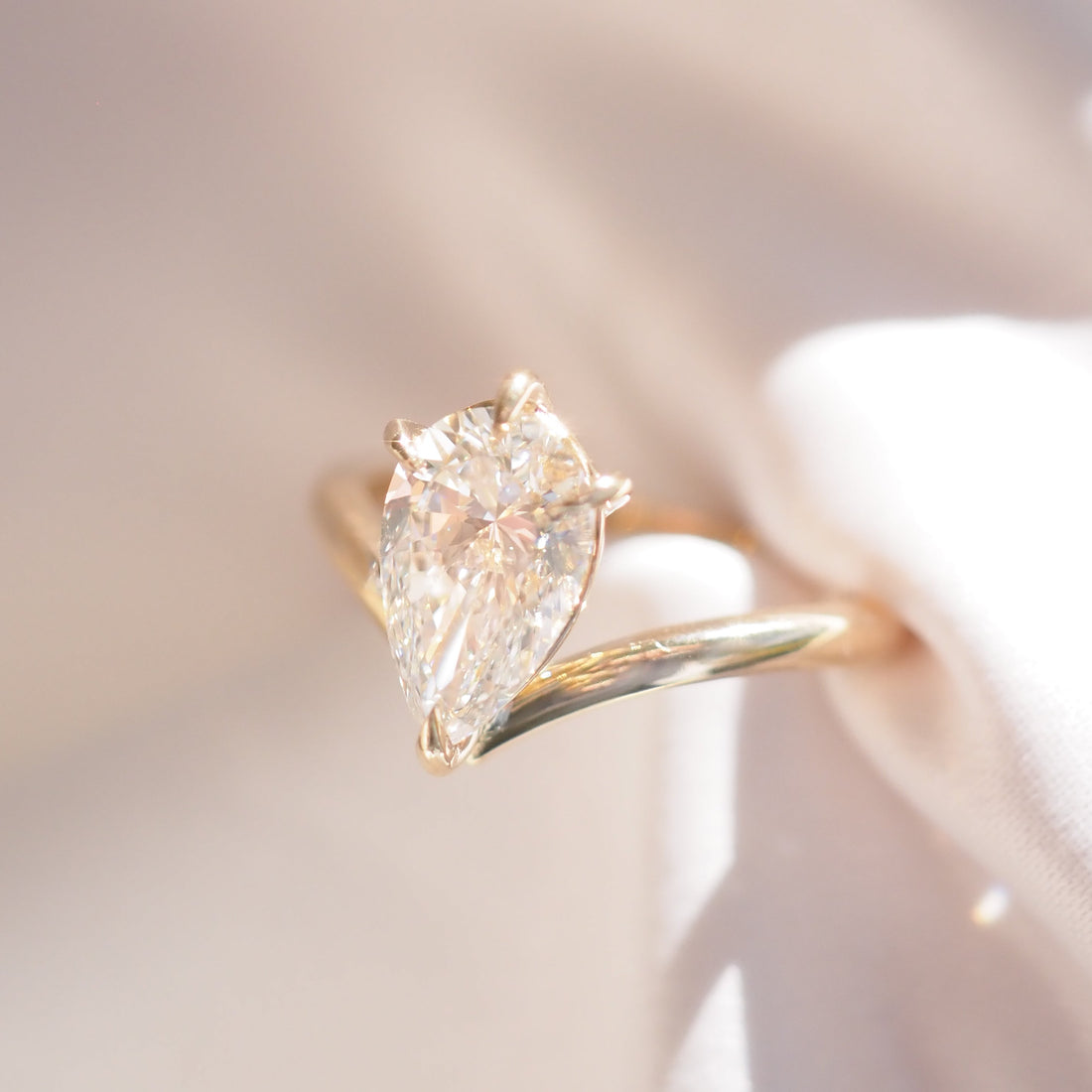 Ara | Pear Solitaire Lab-Grown Diamond Engagement Ring with Wishbone Band