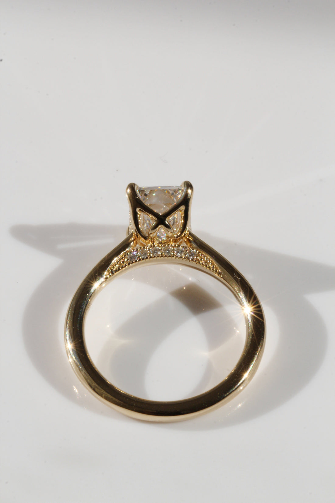 2.06ct Emerald Cut Lab Diamond Custom 4 Tulip Prong