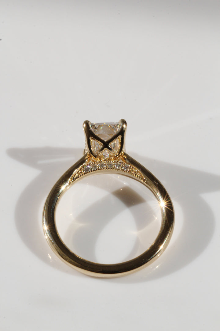 2.06ct Emerald Cut Lab Diamond Custom 4 Tulip Prong