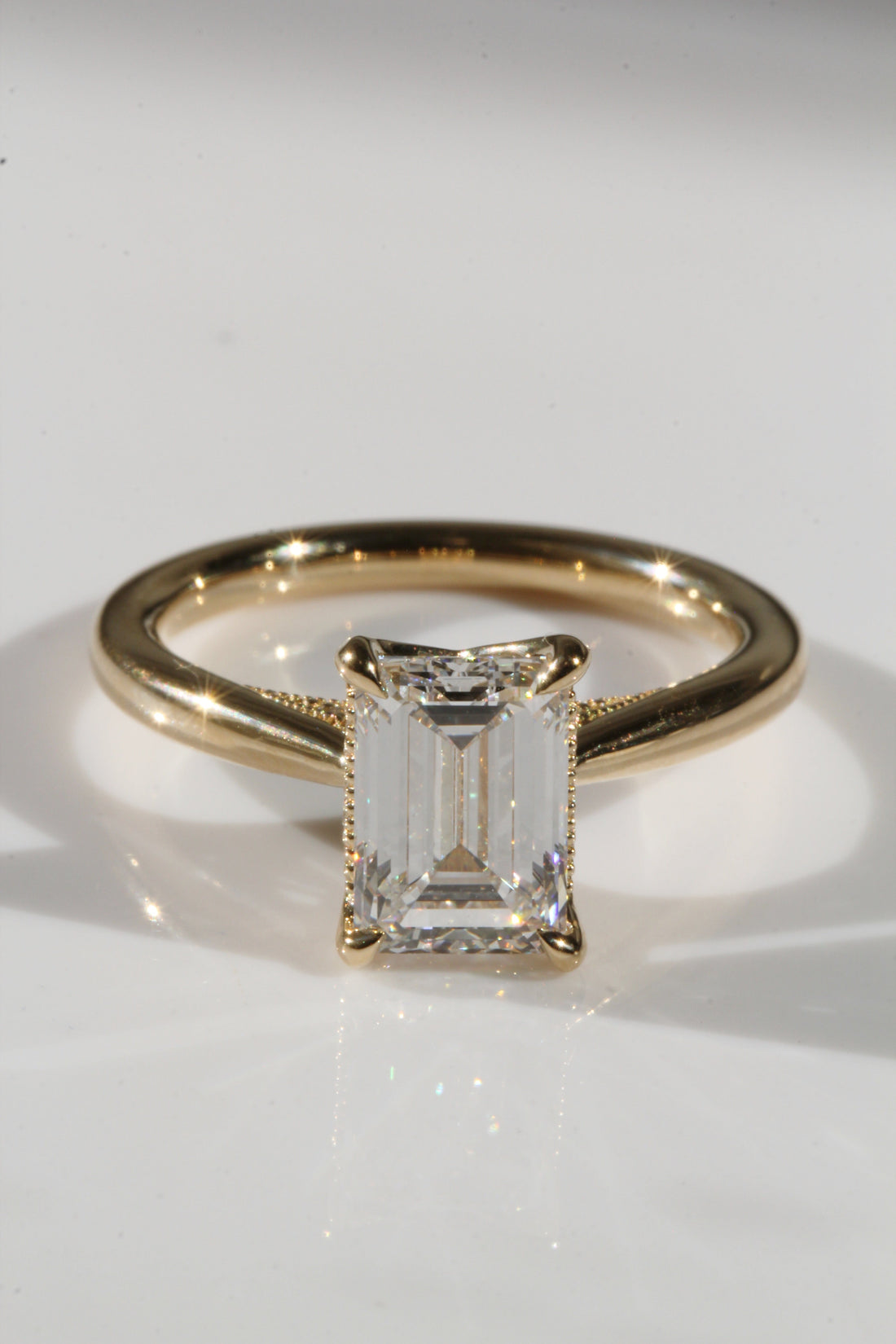 2.06ct Emerald Cut Lab Diamond Custom 4 Tulip Prong