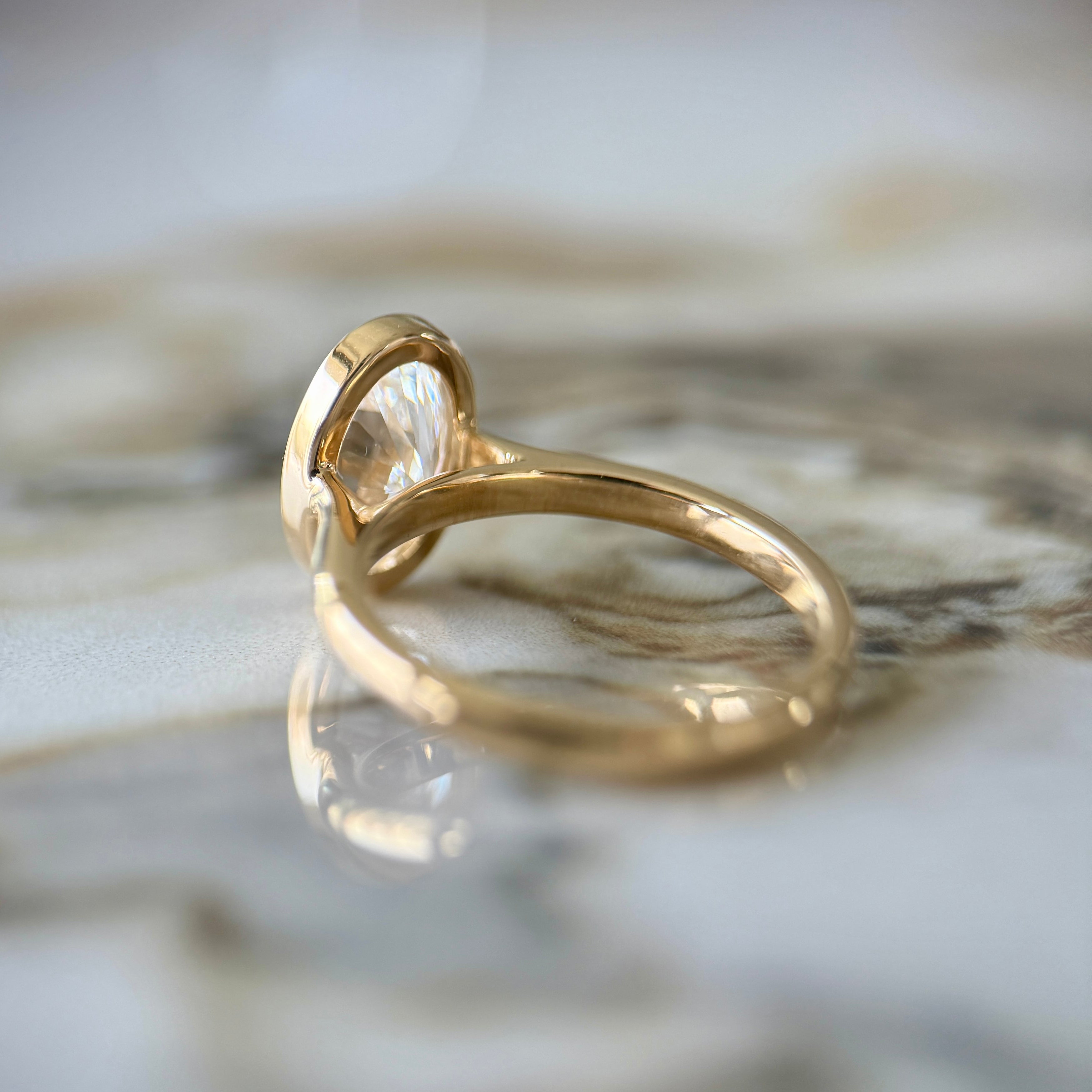 Bezel Set Classic Oval Cut Solitaire - 2ct+ (10mm+, D/E & VVS)