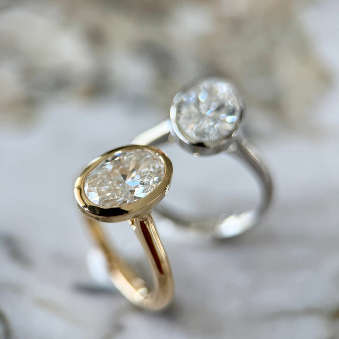 Bezel Set Classic Oval Cut Solitaire - 2ct+ (10mm+, D/E & VVS)