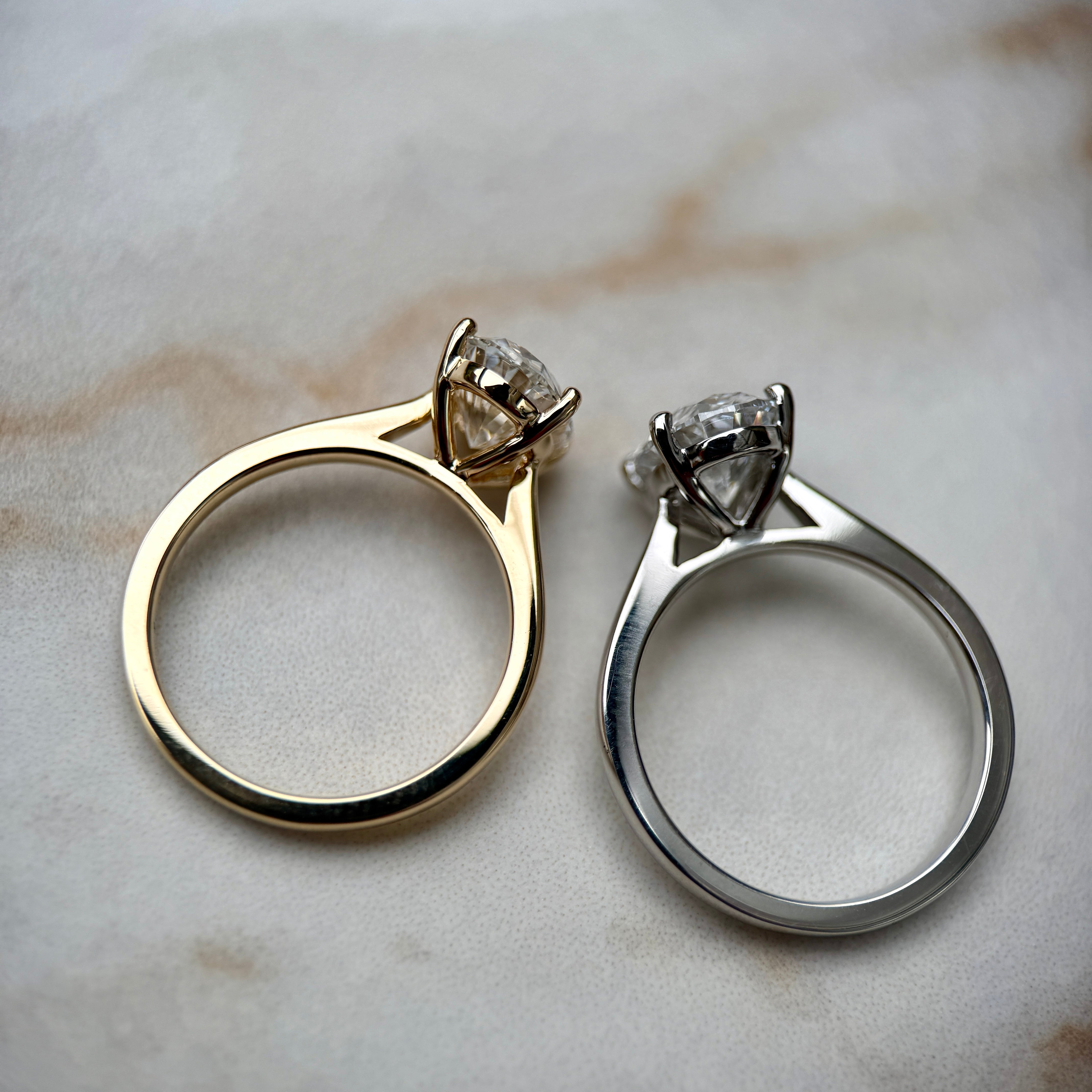 Cathedral Set Classic Oval Cut Solitaire - 1.80ct+ (9.5mm+, D/E & VVS)