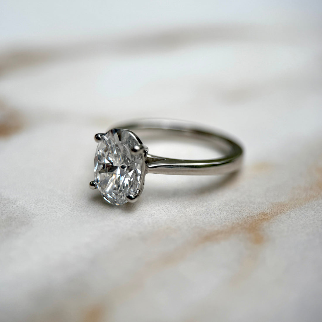 Cathedral Set Classic Oval Cut Solitaire - 1.80ct+ (9.5mm+, D/E & VVS)