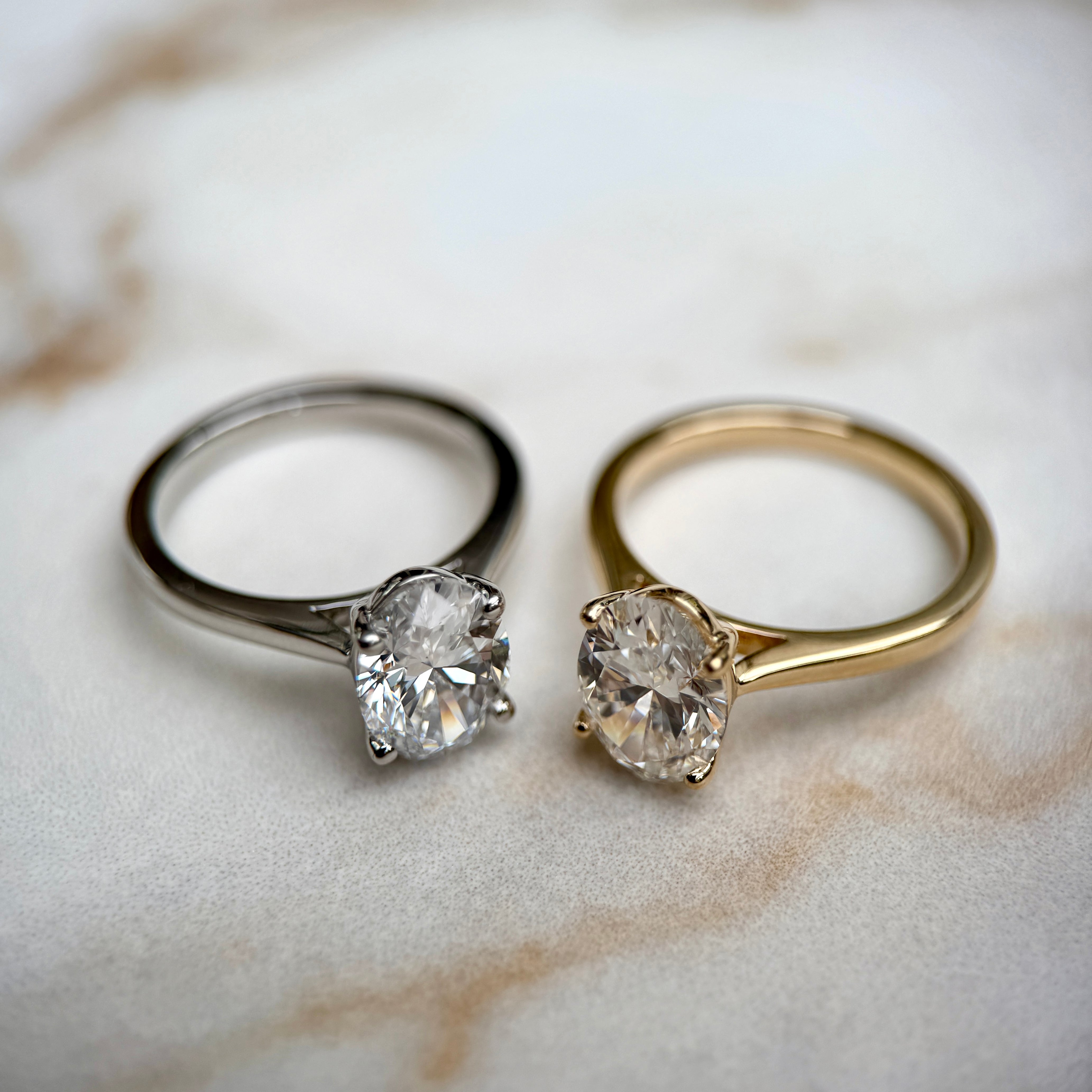 Cathedral Set Classic Oval Cut Solitaire - 1.80ct+ (9.5mm+, D/E & VVS)