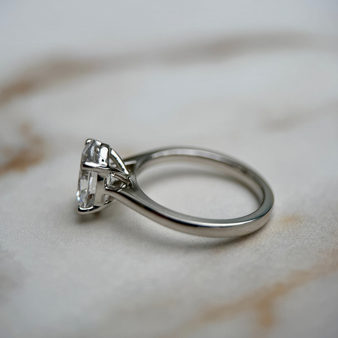 Cathedral Set Classic Oval Cut Solitaire - 1.80ct+ (9.5mm+, D/E & VVS)