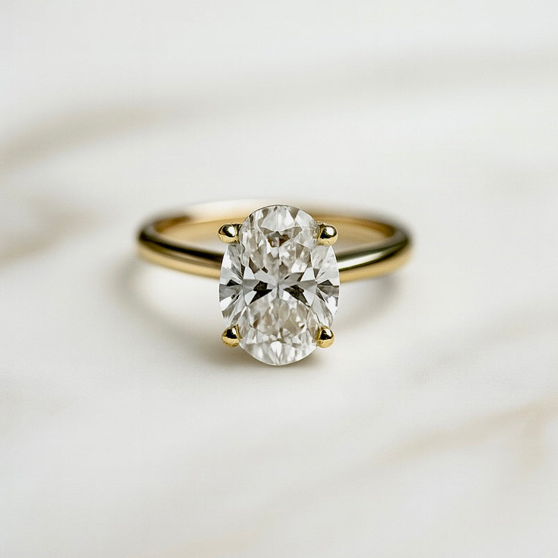 Cathedral Set Classic Oval Cut Solitaire - 1.80ct+ (9.5mm+, D/E & VVS)