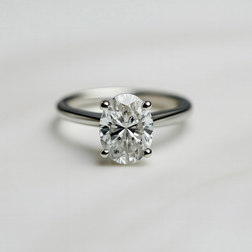 Cathedral Set Classic Oval Cut Solitaire - 1.80ct+ (9.5mm+, D/E & VVS)