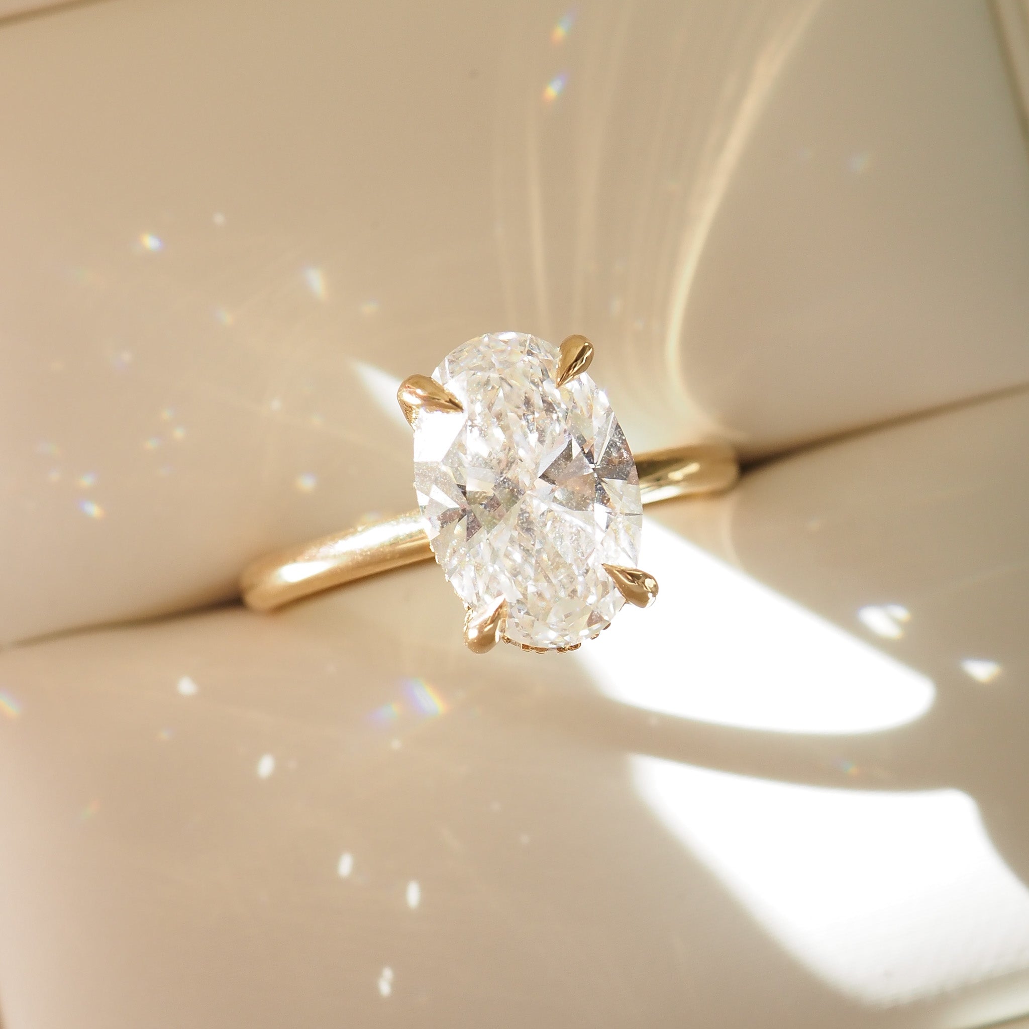Clara | 2.6ct Oval Solitaire Ring with Hidden Halo