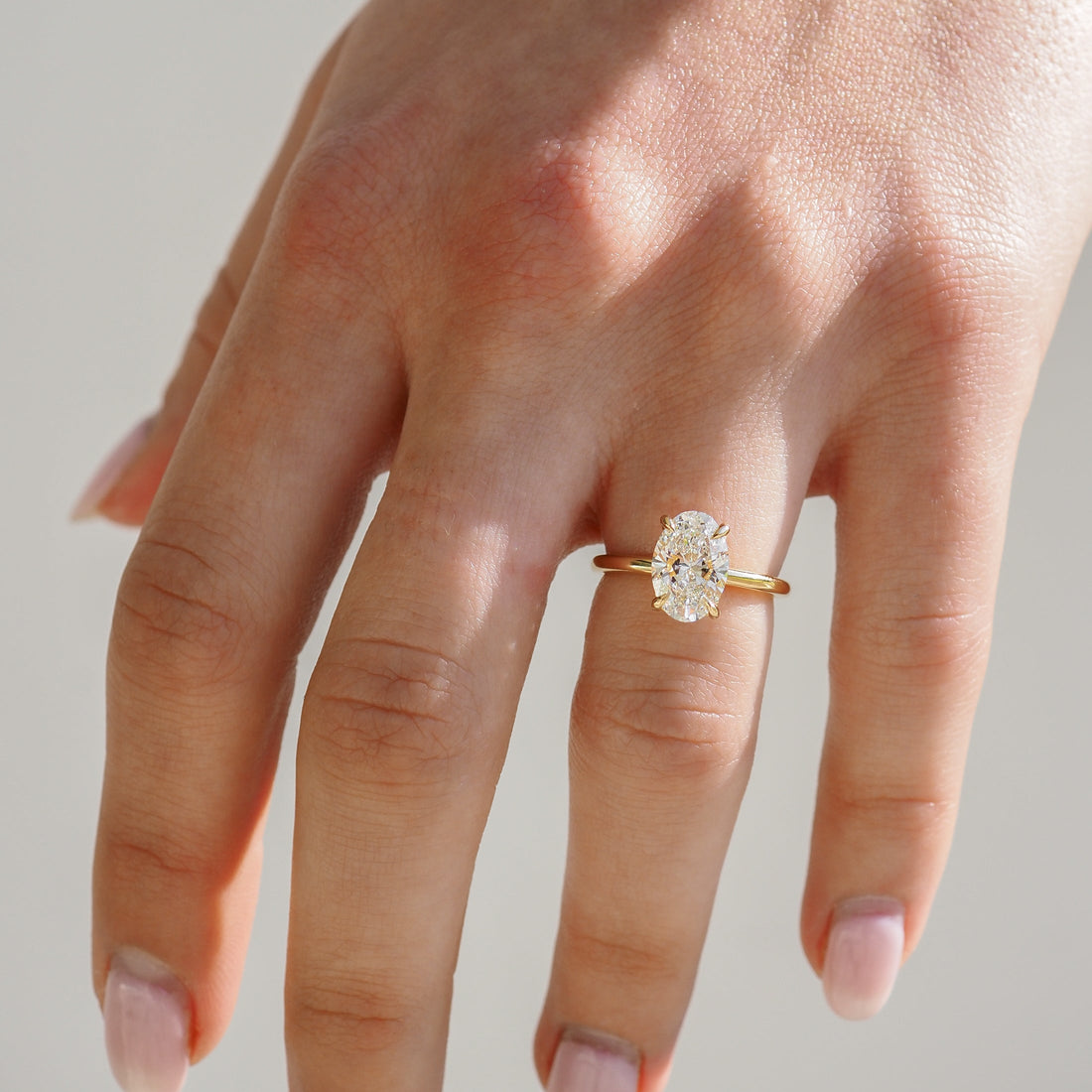 Clara | 2.1ct Oval Solitaire Ring with Hidden Halo