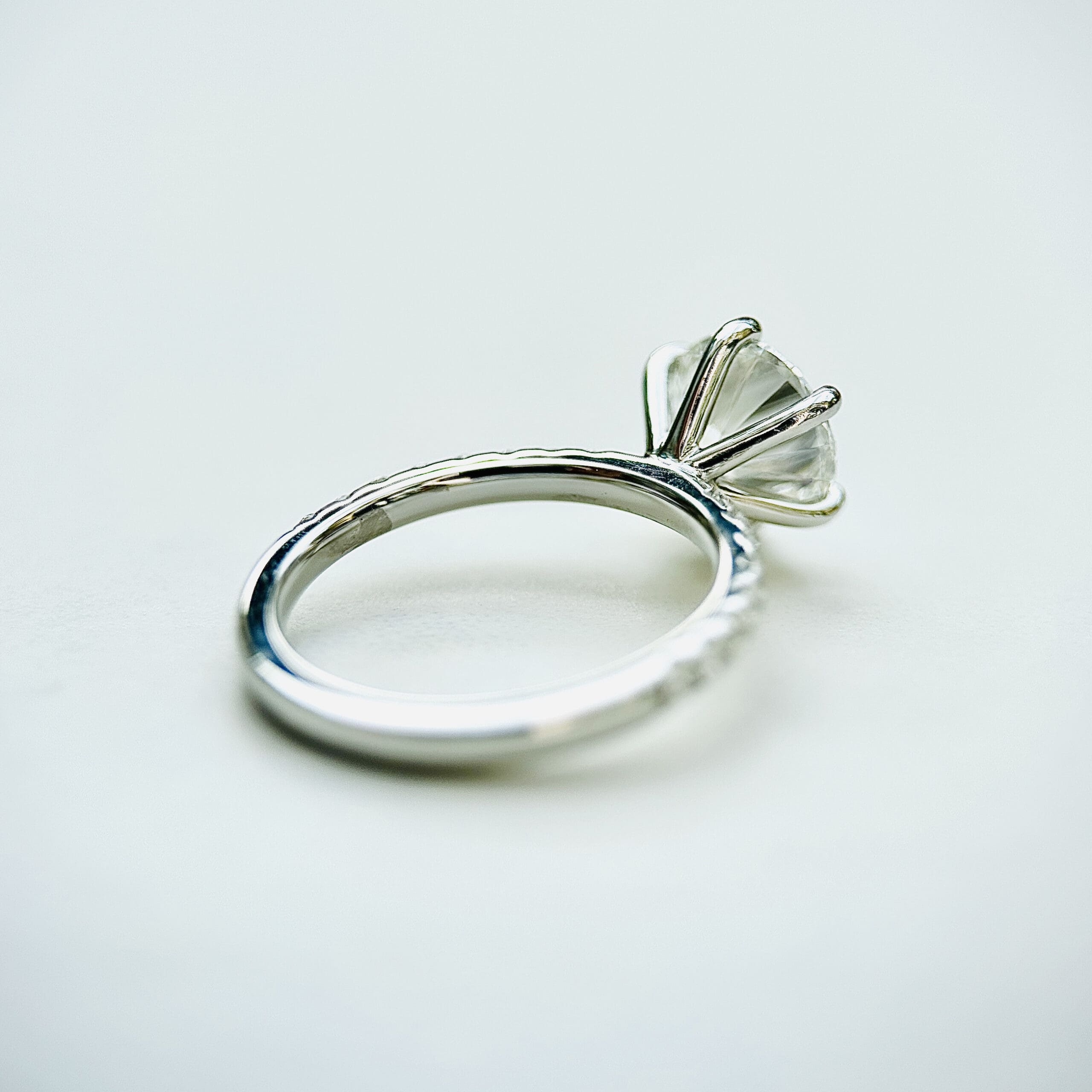 Classic Round Cut Solitaire (6 prong) with Diamond Band - 2ct+ (8.2mm+, D/E & VVS)