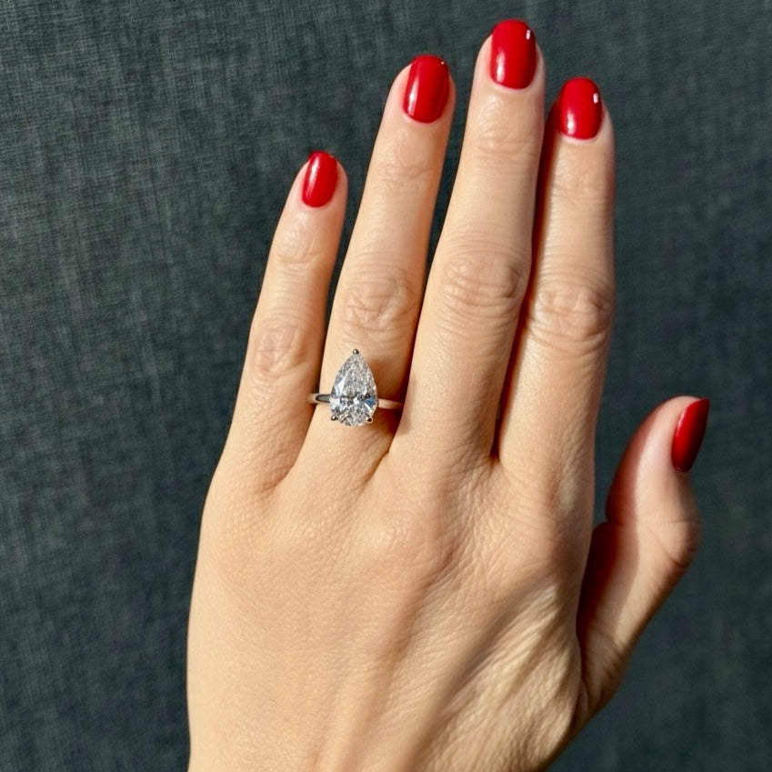 Classic Pear Cut Solitaire - 3ct+ (E/VS1+)