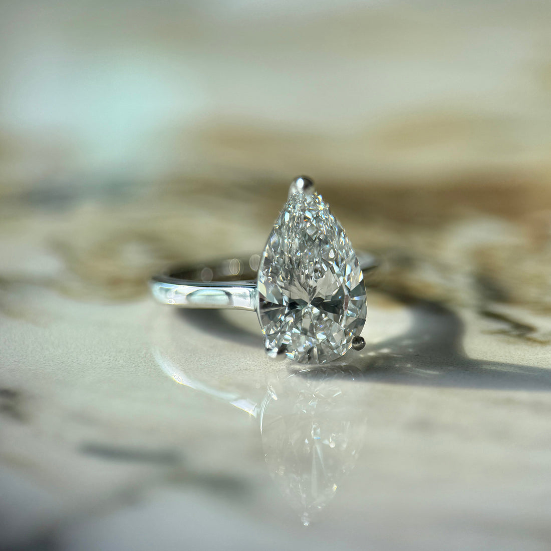 Classic Pear Cut Solitaire - 3ct+ (E/VS1+)
