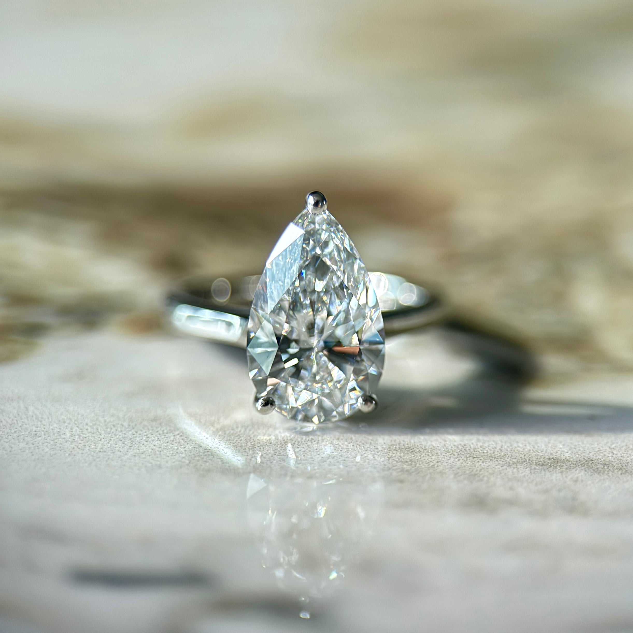 Classic Pear Cut Solitaire - 3ct+ (E/VS1+)