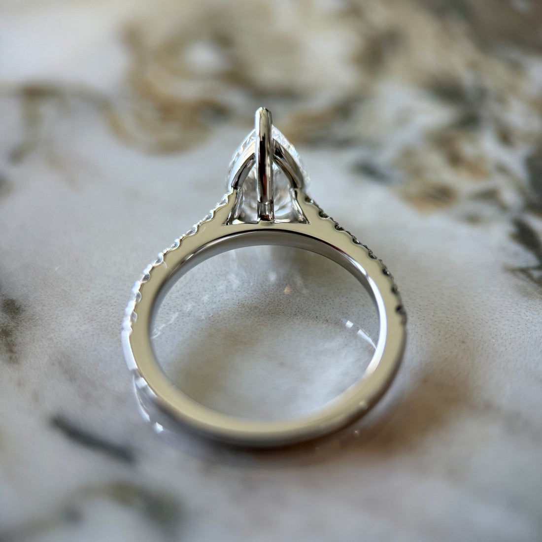 Classic Pear Cut Solitaire with Diamond Band - 1.50ct+ (D/E & VVS)