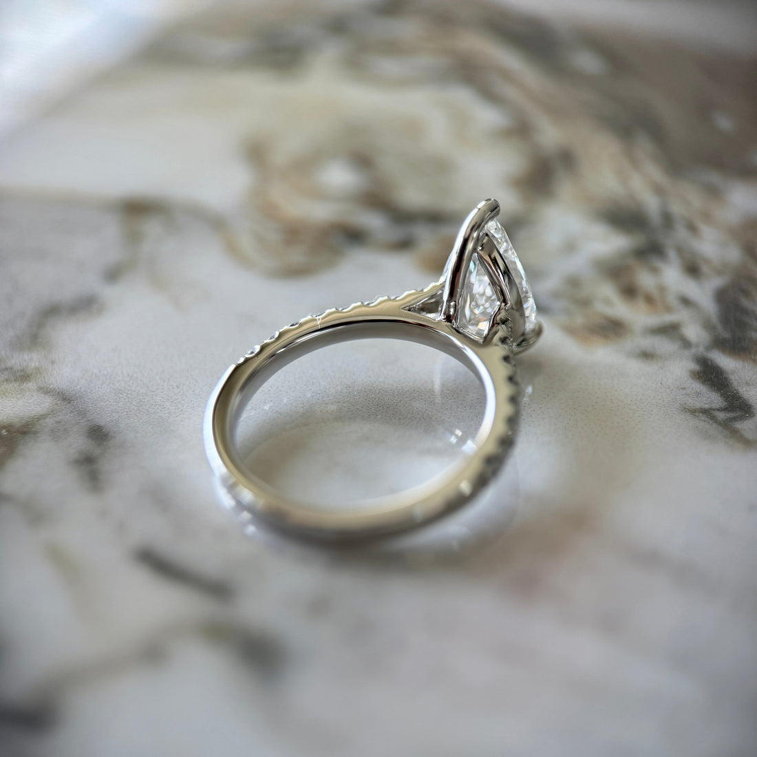 Classic Pear Cut Solitaire with Diamond Band - 1.50ct+ (D/E & VVS)