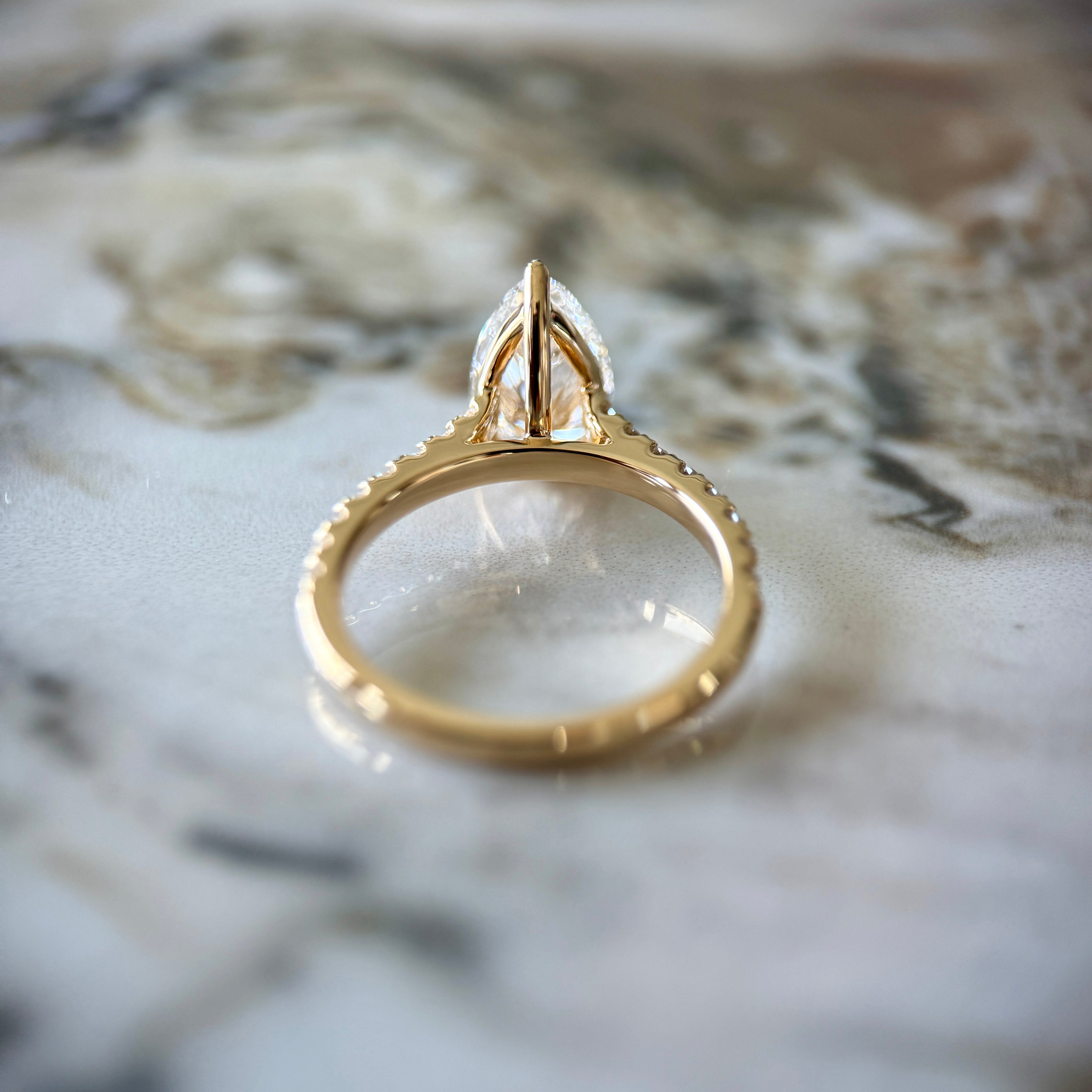 Classic Pear Cut Solitaire with Diamond Band - 1.50ct+ (D/E & VVS)