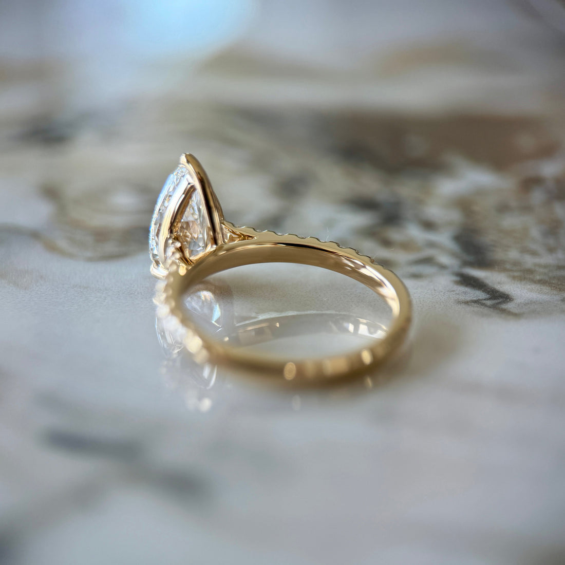 Classic Pear Cut Solitaire with Diamond Band - 1.50ct+ (D/E & VVS)