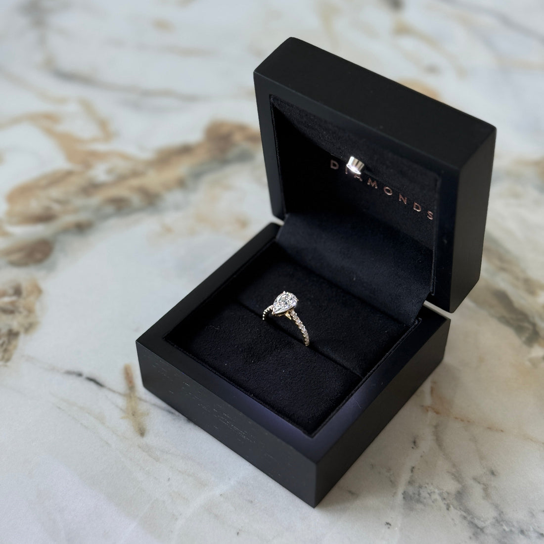 Classic Pear Cut Solitaire with Diamond Band - 1.50ct+ (D/E & VVS)