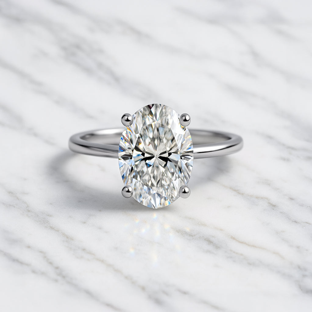 Classic Oval Cut Solitaire - 3ct+ (11.5mm+, D/E & VVS)