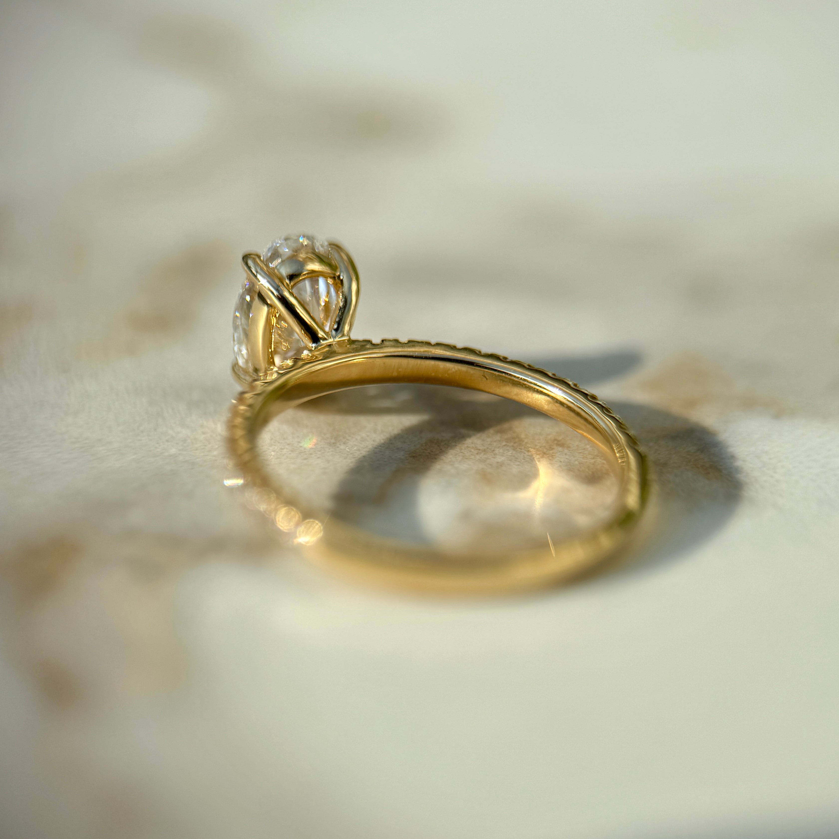 Classic Oval Cut Solitaire with Diamond Band - 1ct+ (8mm+, D/E & VVS)