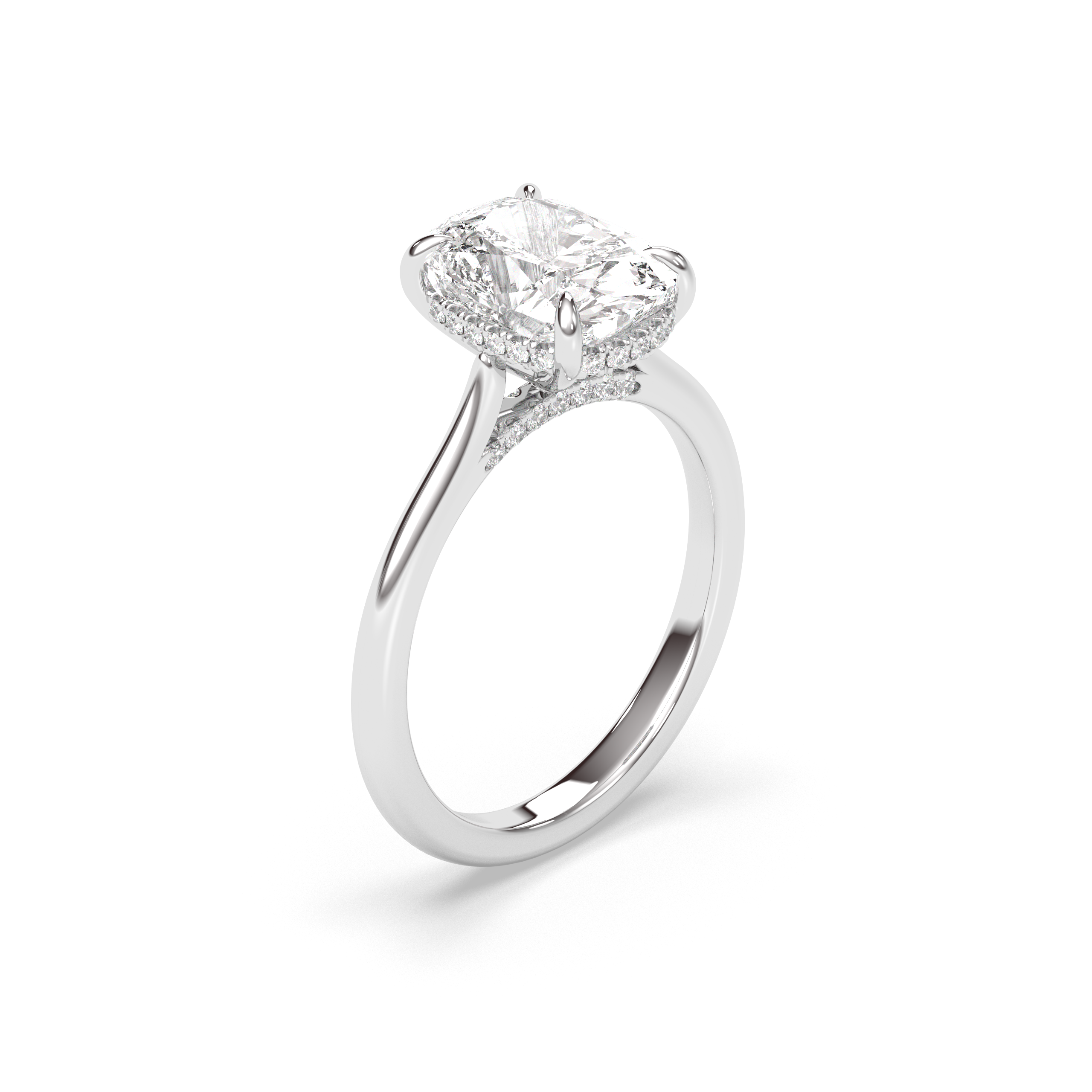 Budapest Cushion Solitaire, Elongated Cushion Cut