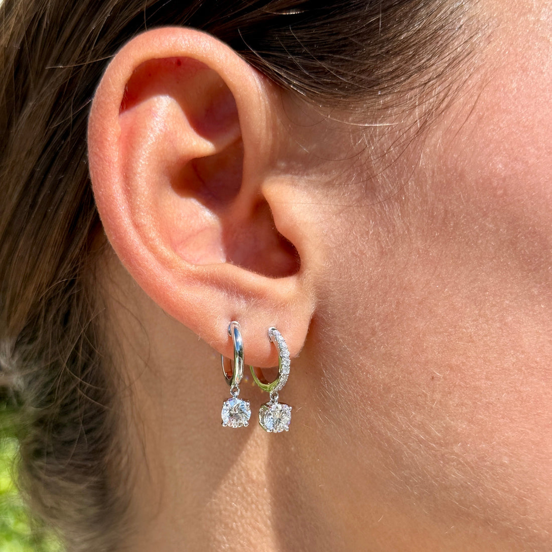 Diamond Drop Plain Hoops - 1ct+ (E/VS1+)