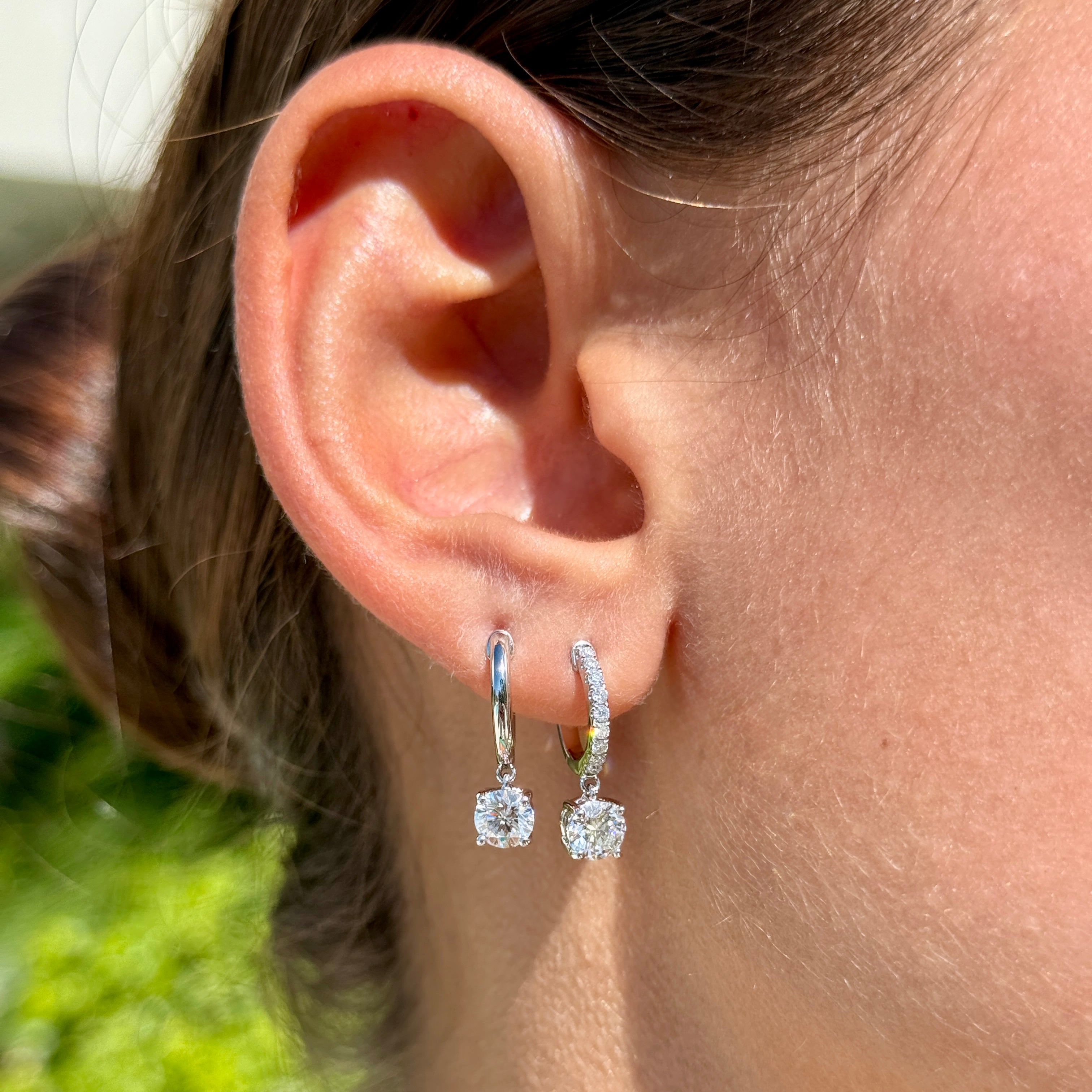 Diamond Drop Plain Hoops - 1ct+ (E/VS1+)