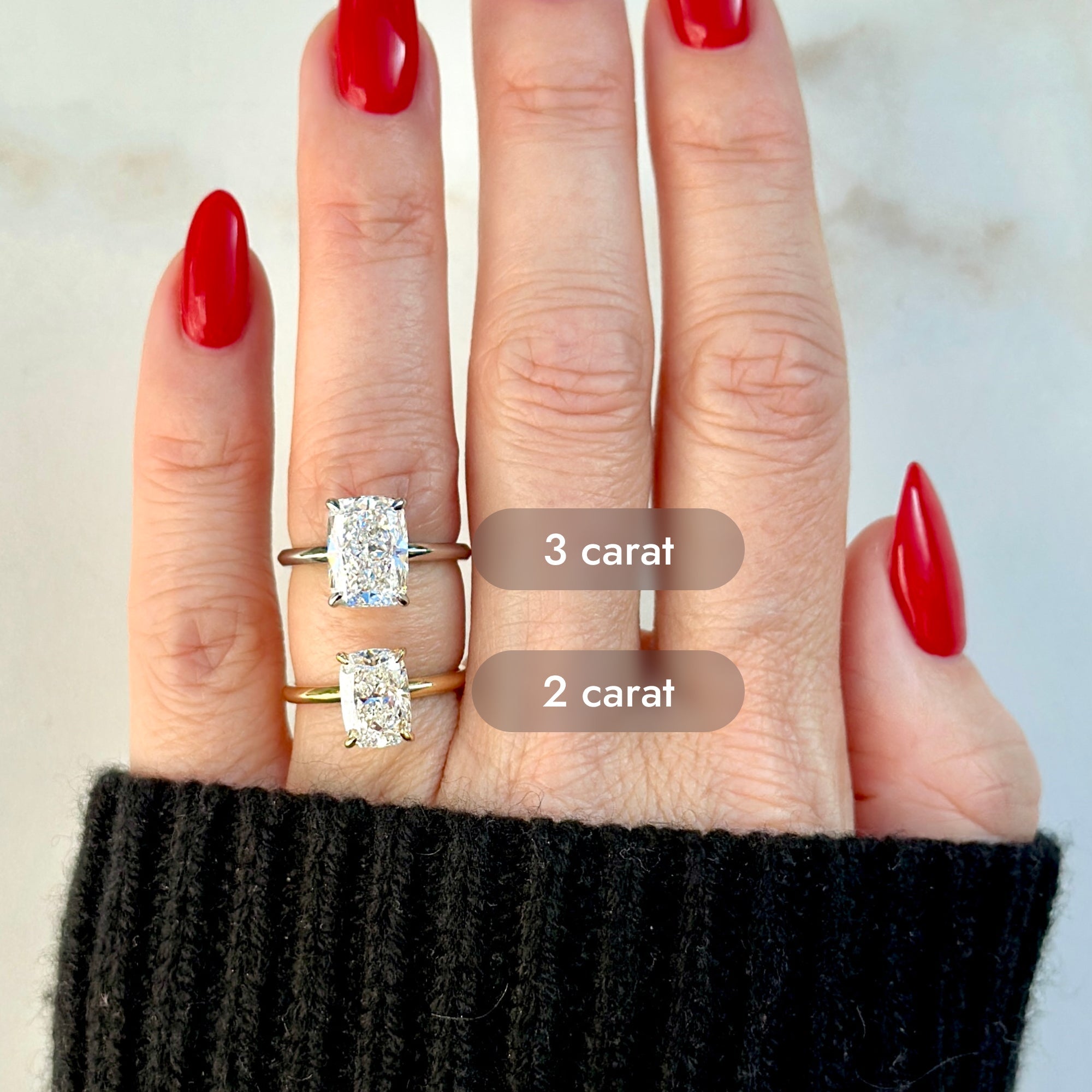 Classic Elongated Cushion Cut Solitaire - 3ct+ (10mm+, D/E & VVS)