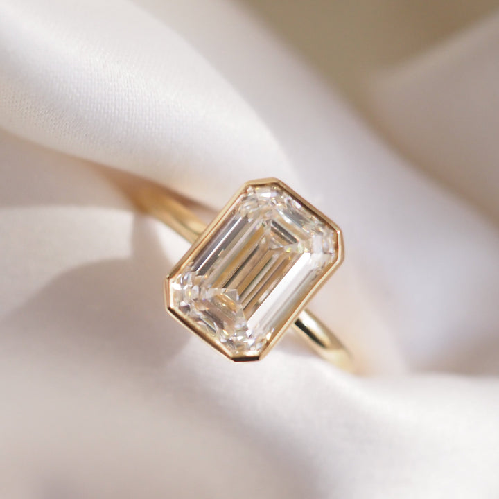 Eira | Emerald Bezel Solitaire Lab-Grown Diamond Engagement Ring