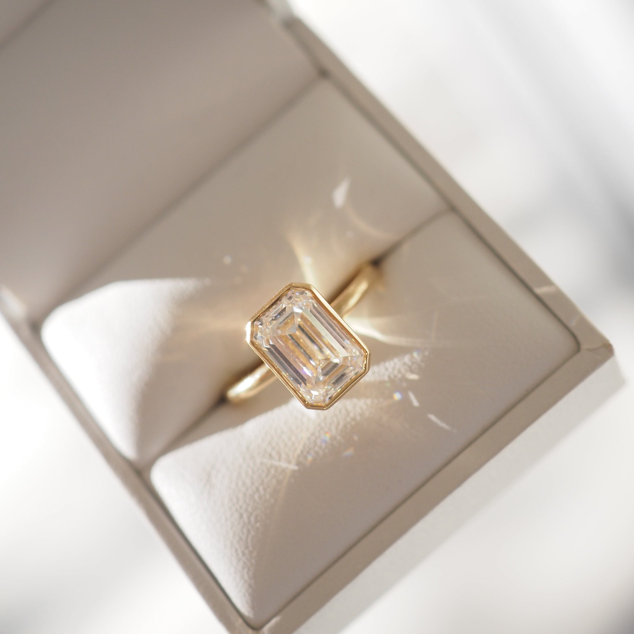 Eira | Emerald Bezel Solitaire Lab-Grown Diamond Engagement Ring