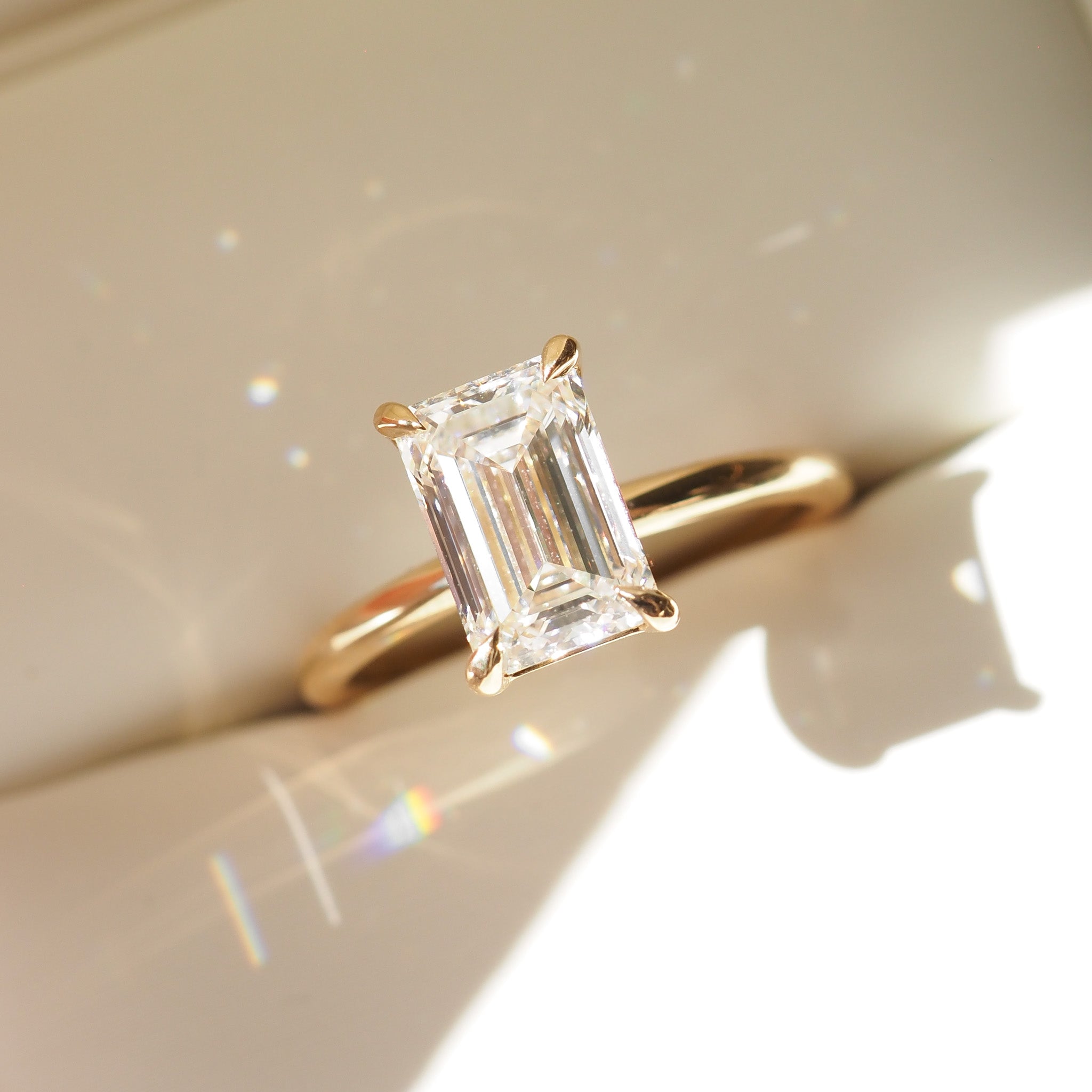 Eva | 2ct Emerald Solitaire Lab-Grown Diamond Engagement Ring