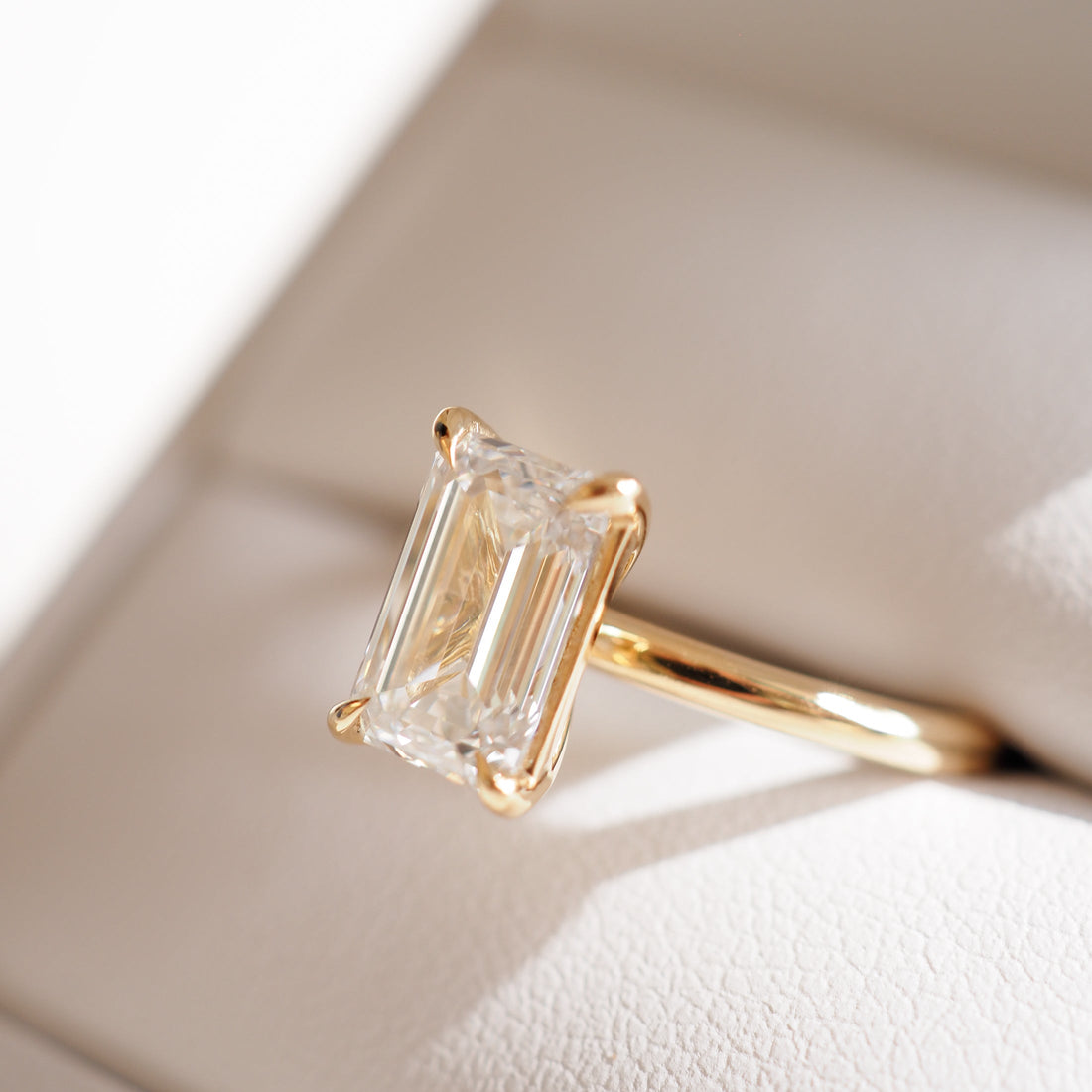 Eva | Emerald Solitaire Lab-Grown Diamond Engagement Ring