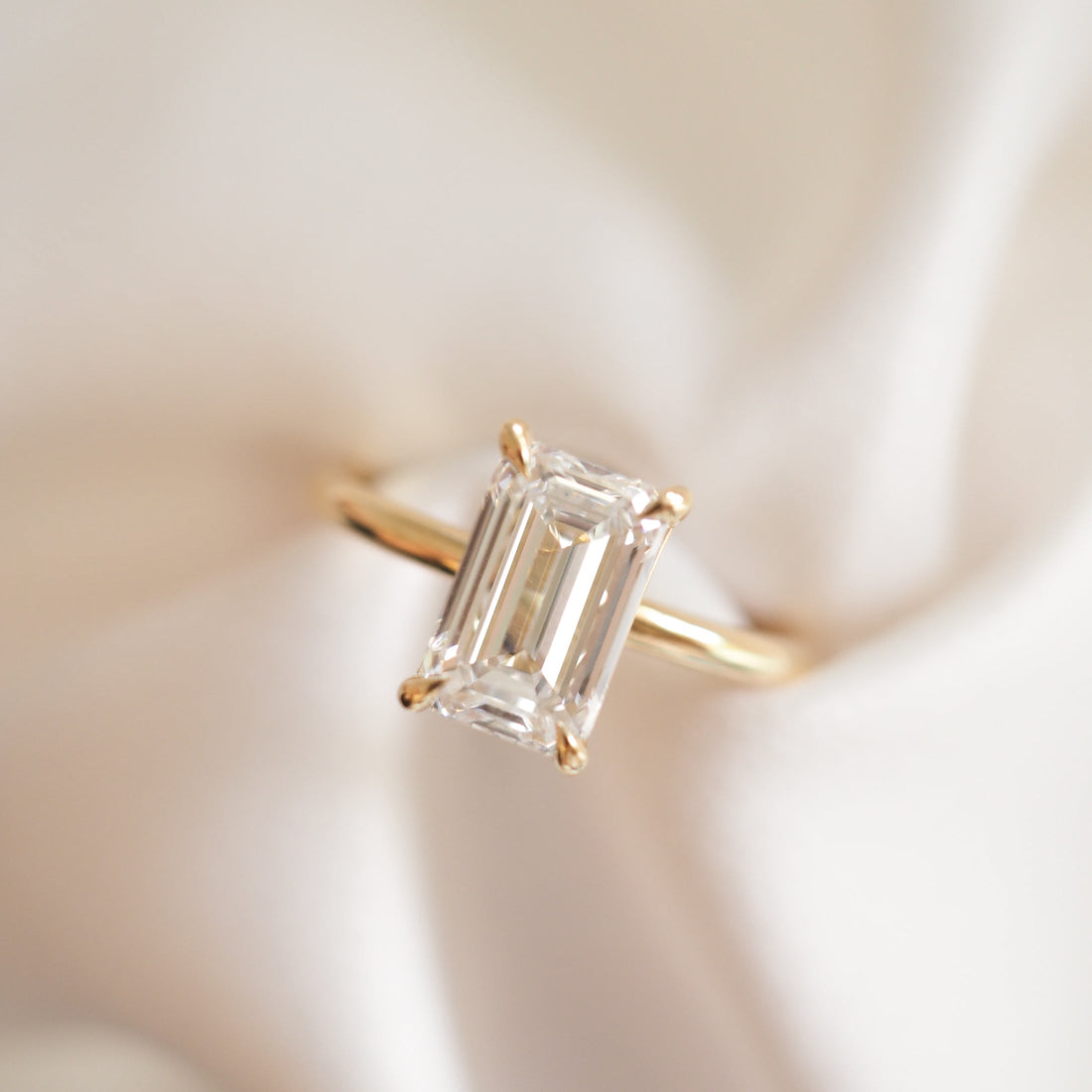 Eva | Emerald Solitaire Lab-Grown Diamond Engagement Ring