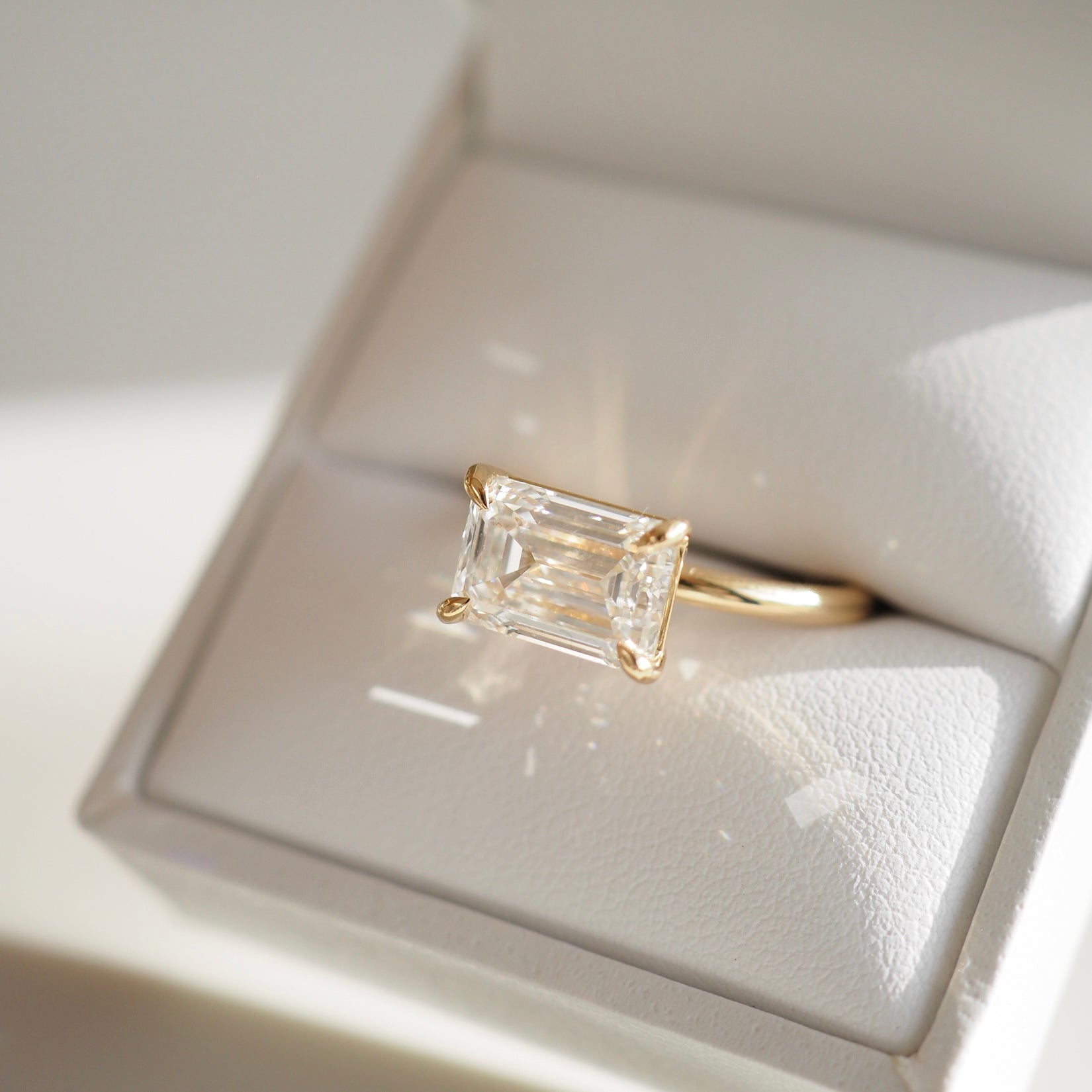 Fae | East West Emerald Solitaire Lab-Grown Diamond Engagement Ring