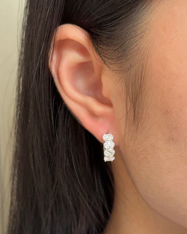 Oval cut Diamond Hoop Earring