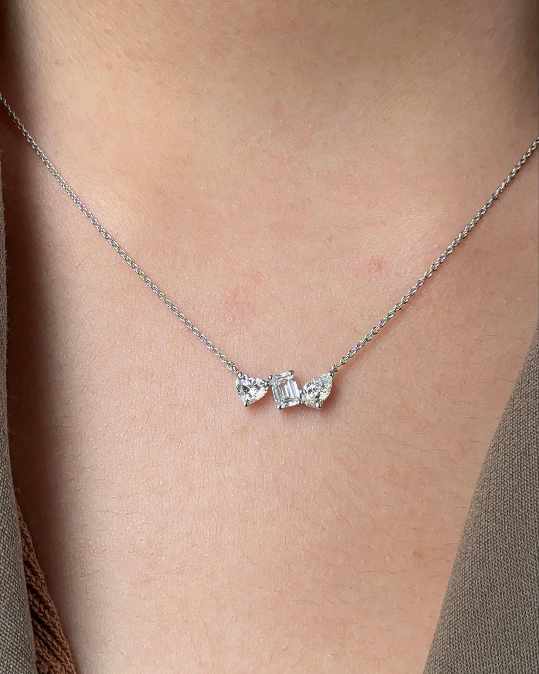 30 Pointer Mixed Fancy cut Diamond Pendant Necklace