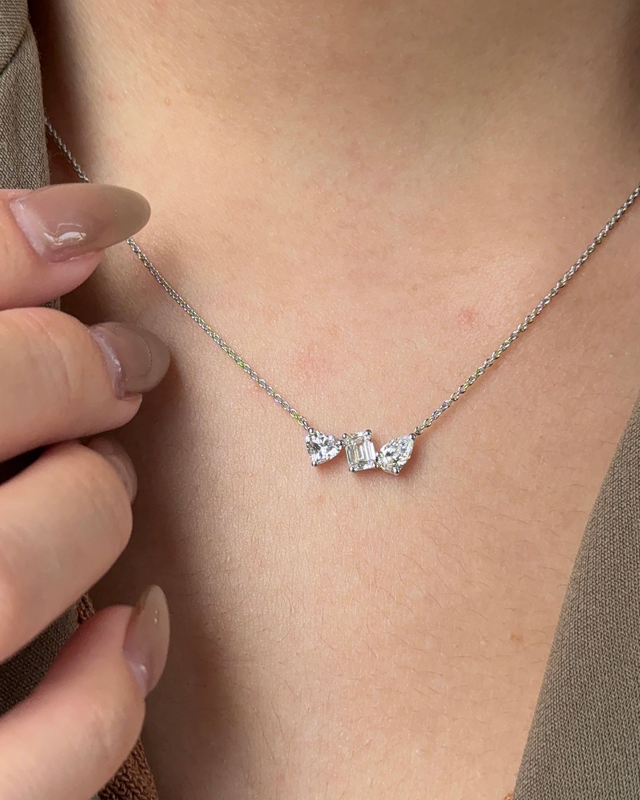 30 Pointer Mixed Fancy cut Diamond Pendant Necklace