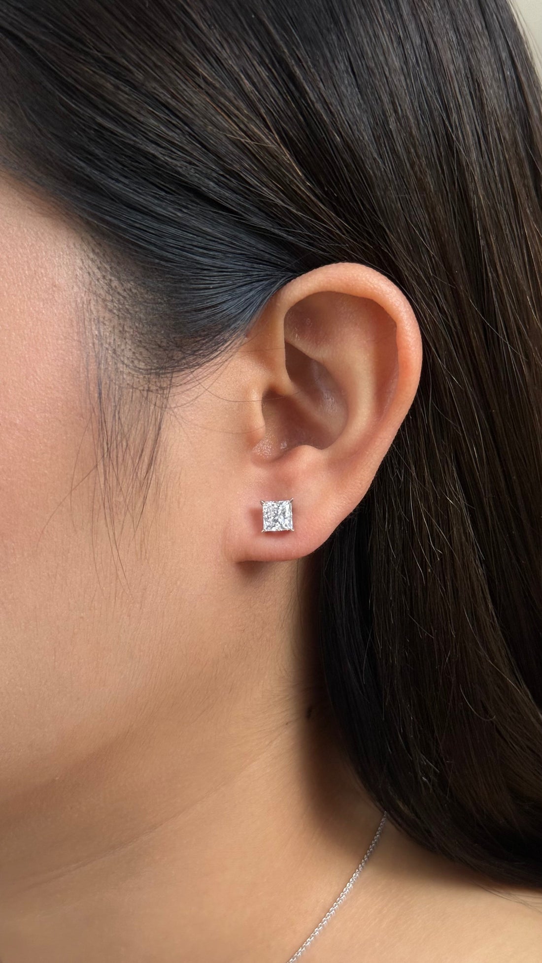 1 carats Princess Cut Diamond Earrings