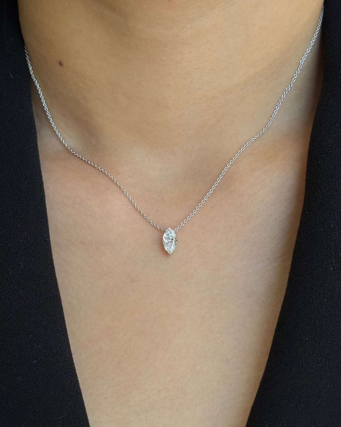1 carats Marquise cut Diamond Pendant Necklace