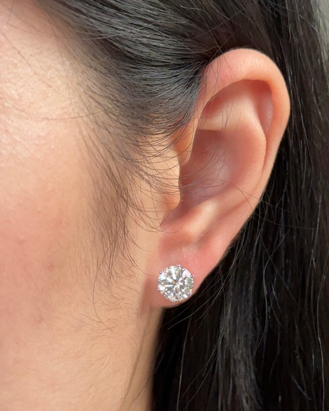 2 carats Round Cut Diamond  Basket Earring